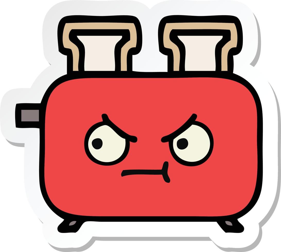 sticker of a cute cartoon of a toaster vector