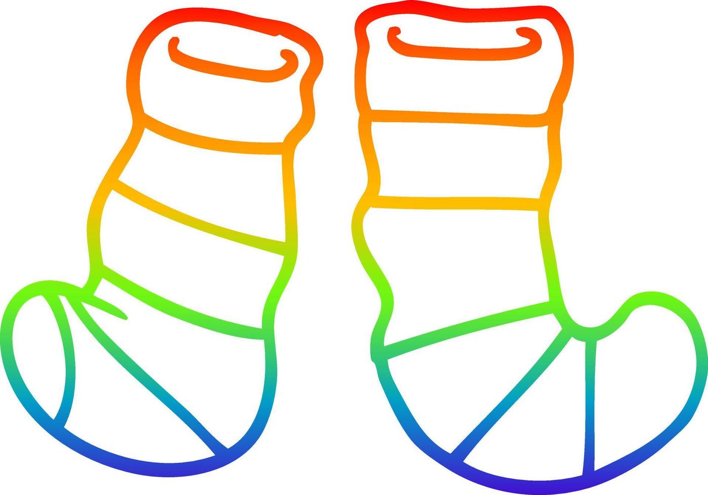 rainbow gradient line drawing cartoon socks vector