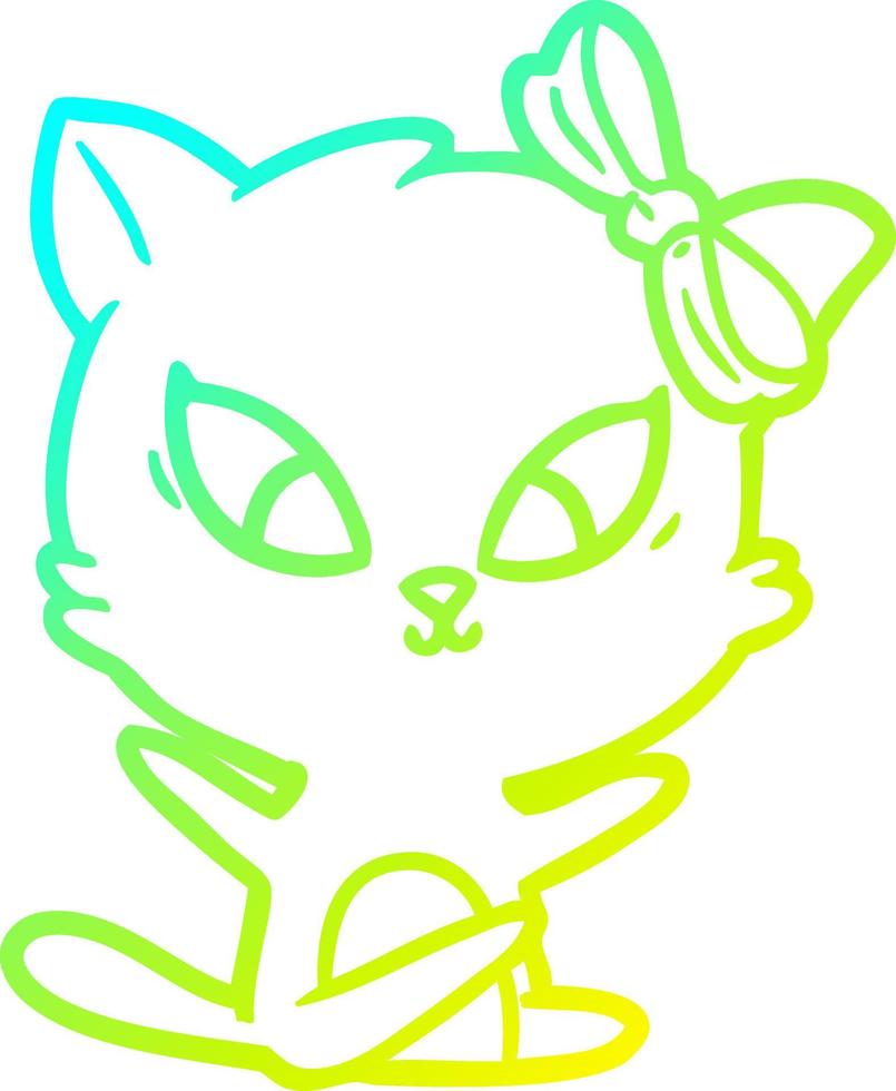 cold gradient line drawing cartoon cat vector