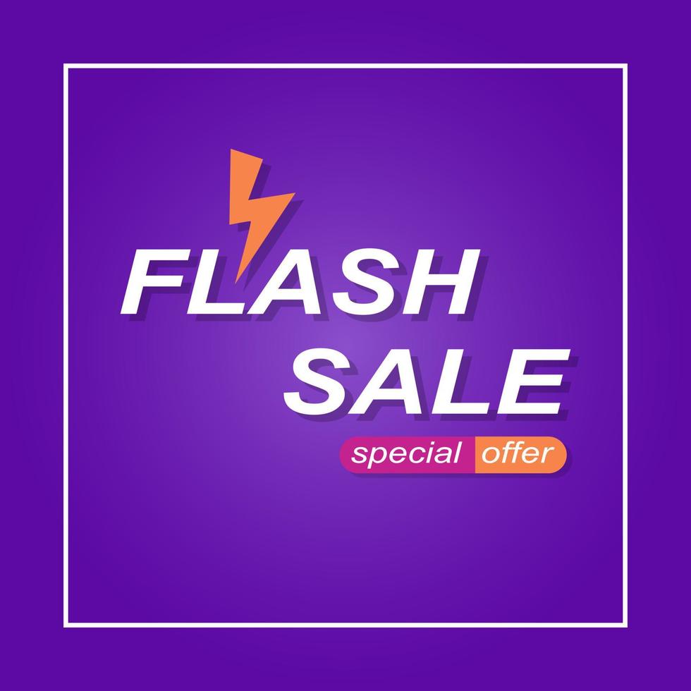 flash sale special offer with thunder sign on purple background vector