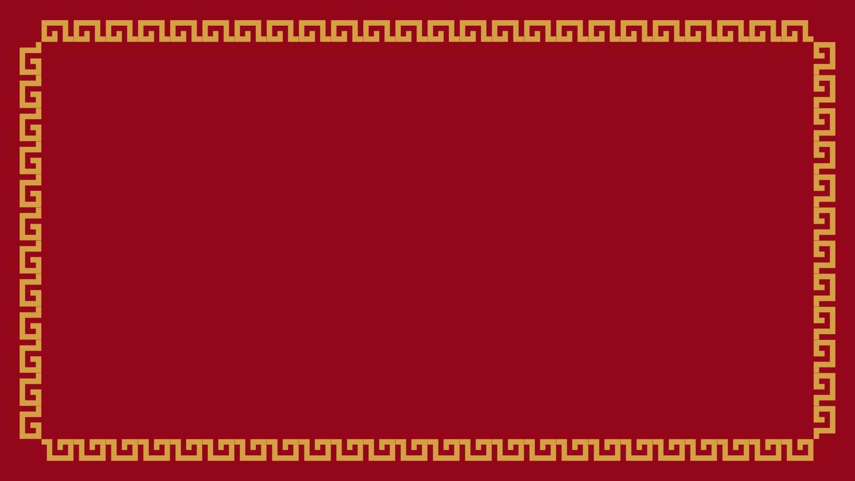 blank red background with yellow oriental style pattern frame vector