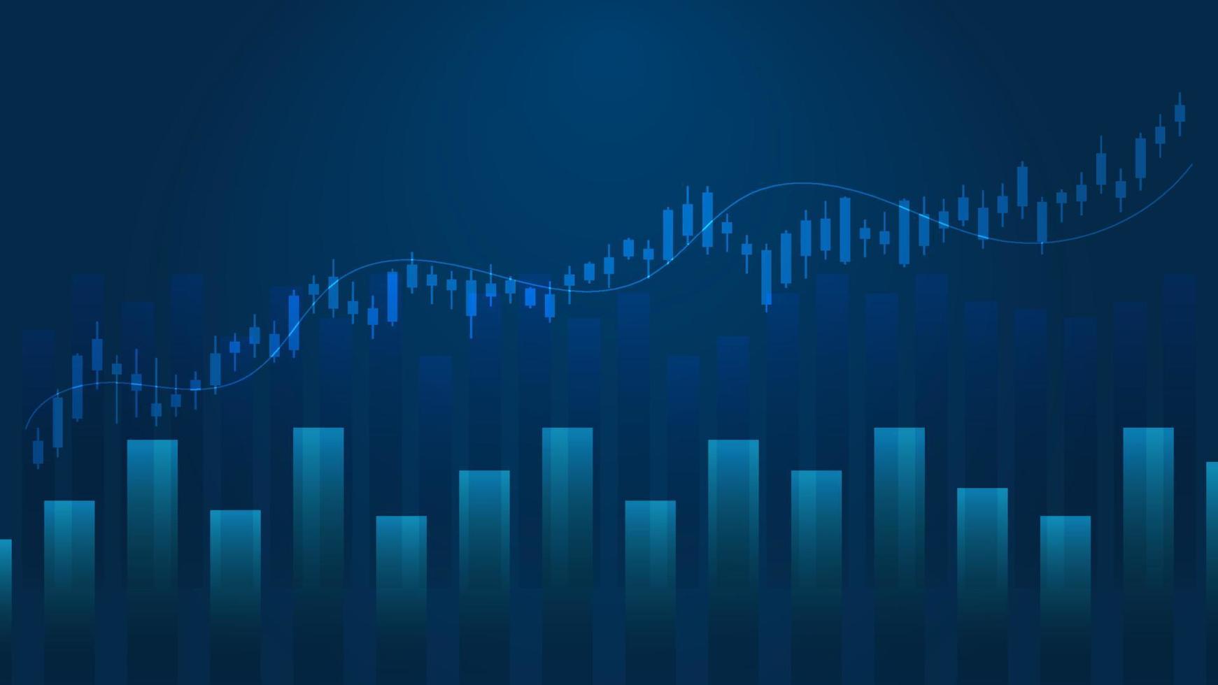 candlestick with bar chart and line indicator show stock price or financial investment profit. business planning management background concept vector