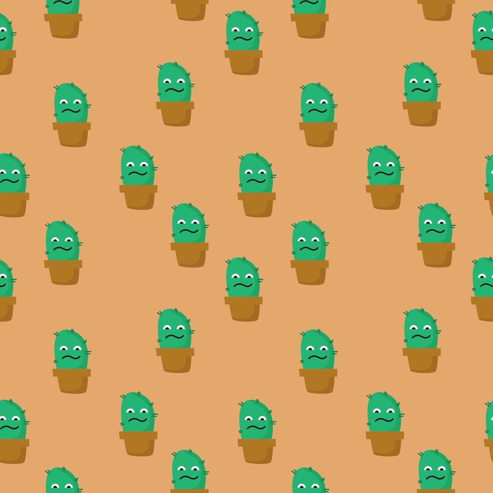 cactus cartoon seamless pattern on brown background vector