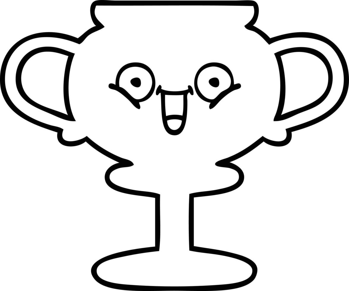 line drawing cartoon trophy vector
