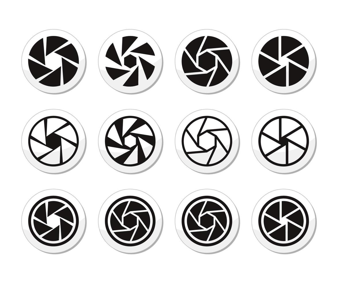 Camera Shutter Aperture Vector Set. Aperture camera shutter focus icons set.