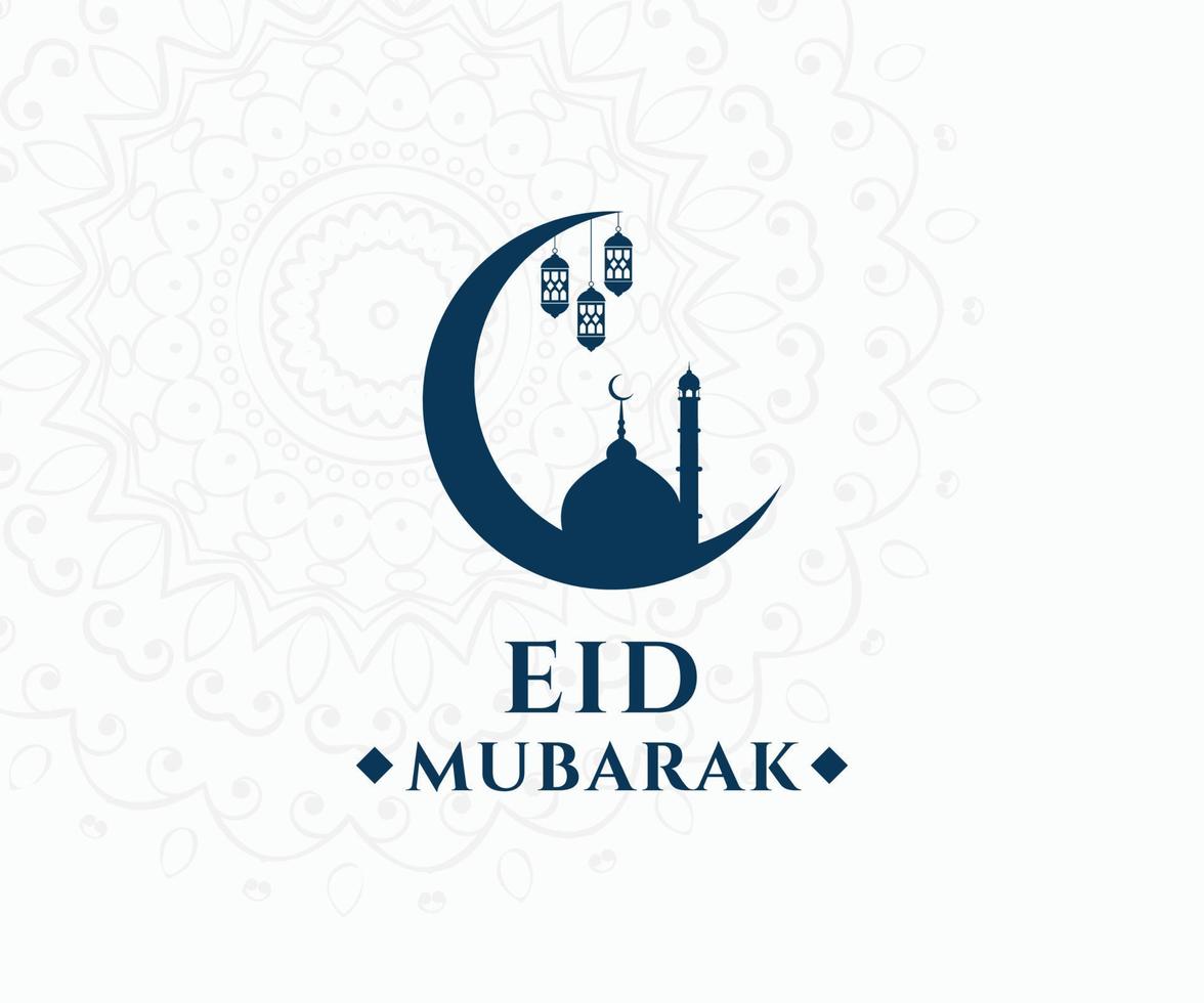 Eid Mubarak Design Trendy Flat Vector. Eid Mubarak Text Logo Design Template. vector