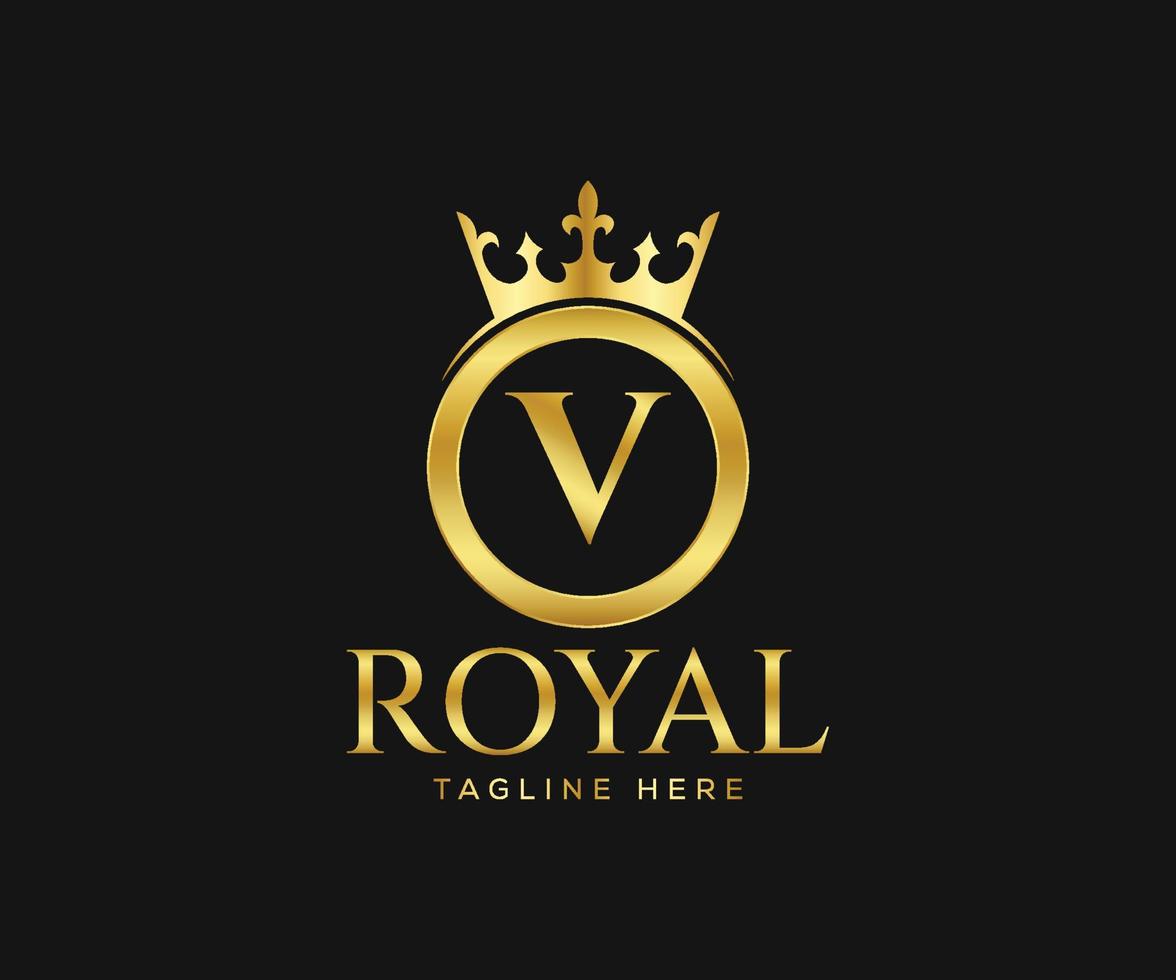 Luxurious Royal Logo Design. Letter V Logo Design Template. vector