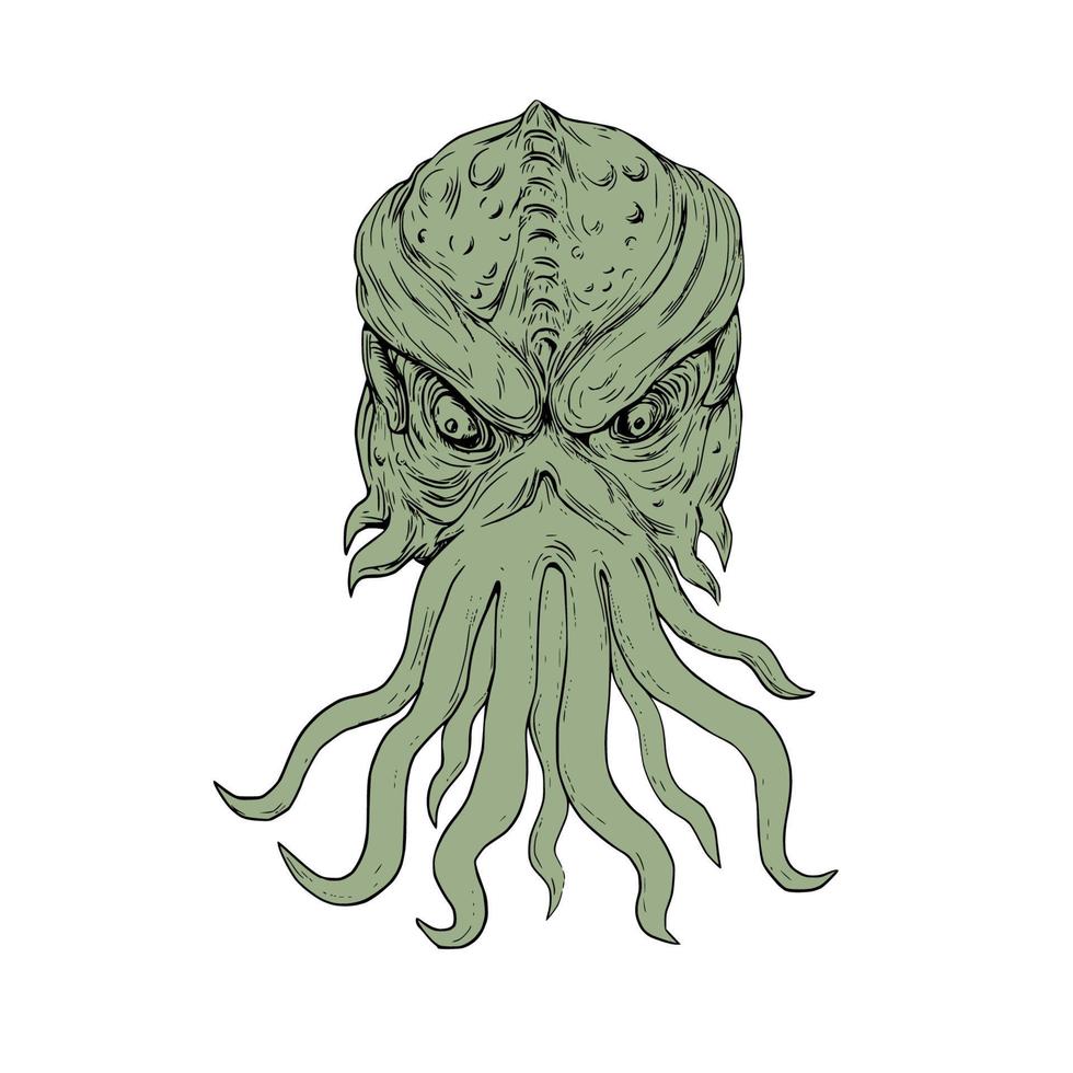 Subterranean Sea Monster Head Drawing vector