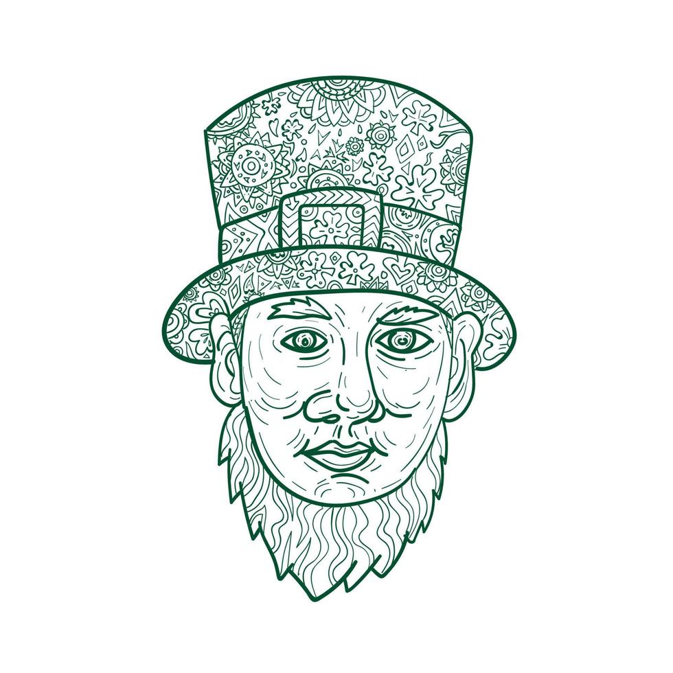 Leprechaun Head Front Mandala vector