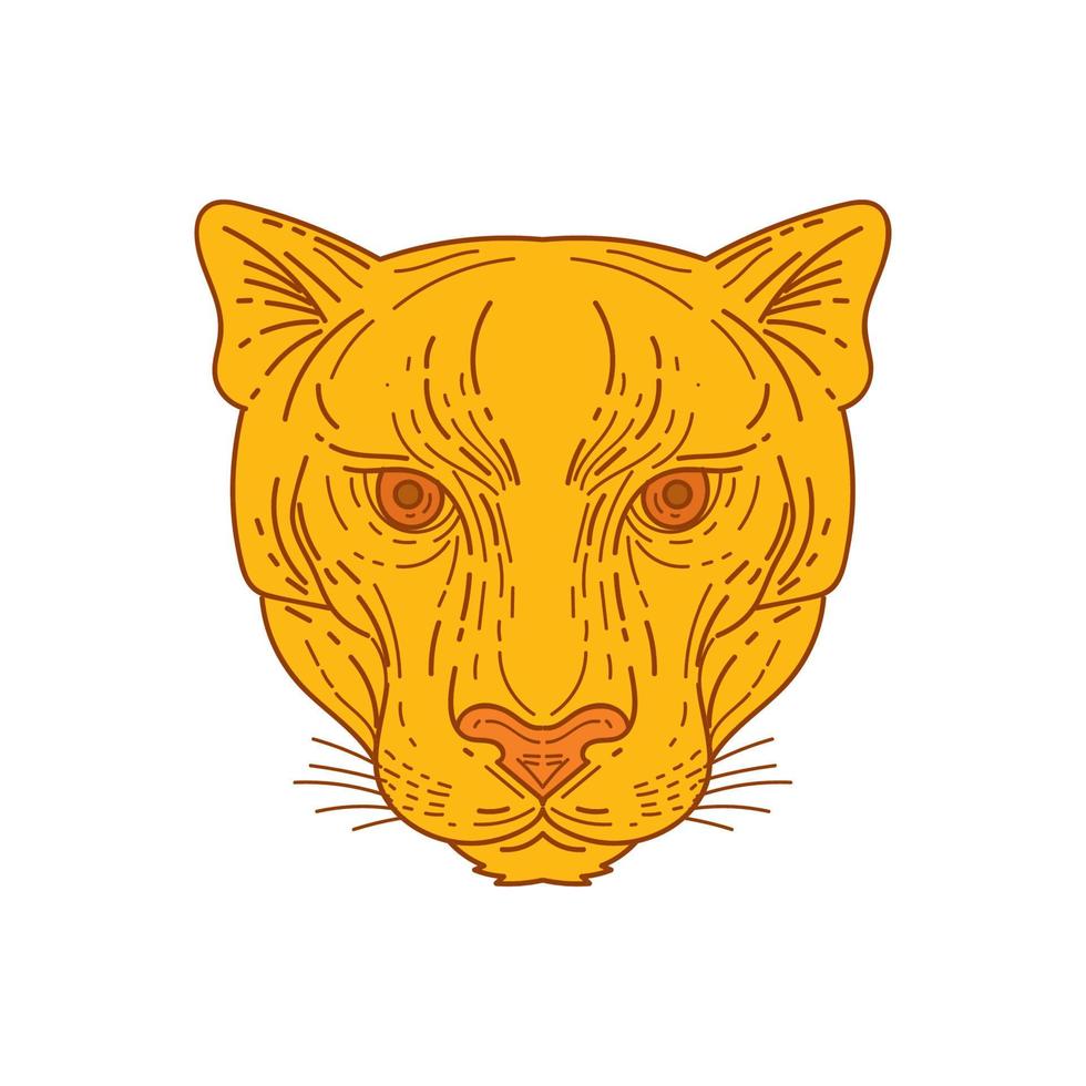 Cougar Mountain Lion Head Mono Line vector