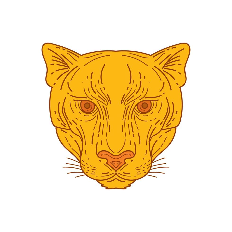 Cougar Mountain Lion Head Mono Line vector