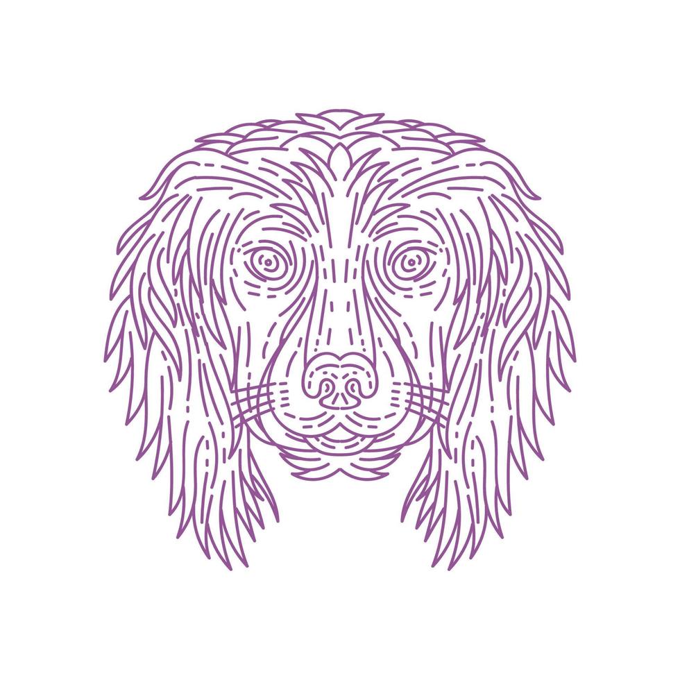 English Cocker Spaniel Dog Head Mono Line vector