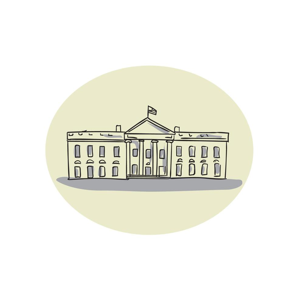 White House Building Oval Drawing vector