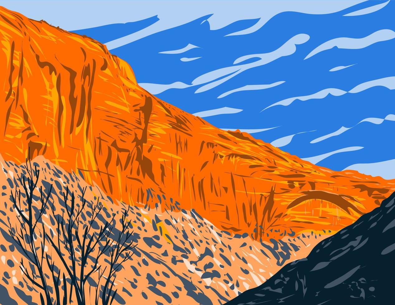 The Great Arch in Zion National Park Along the Zion-Mt Carmel Tunnel in Springdale Utah WPA Poster Art vector