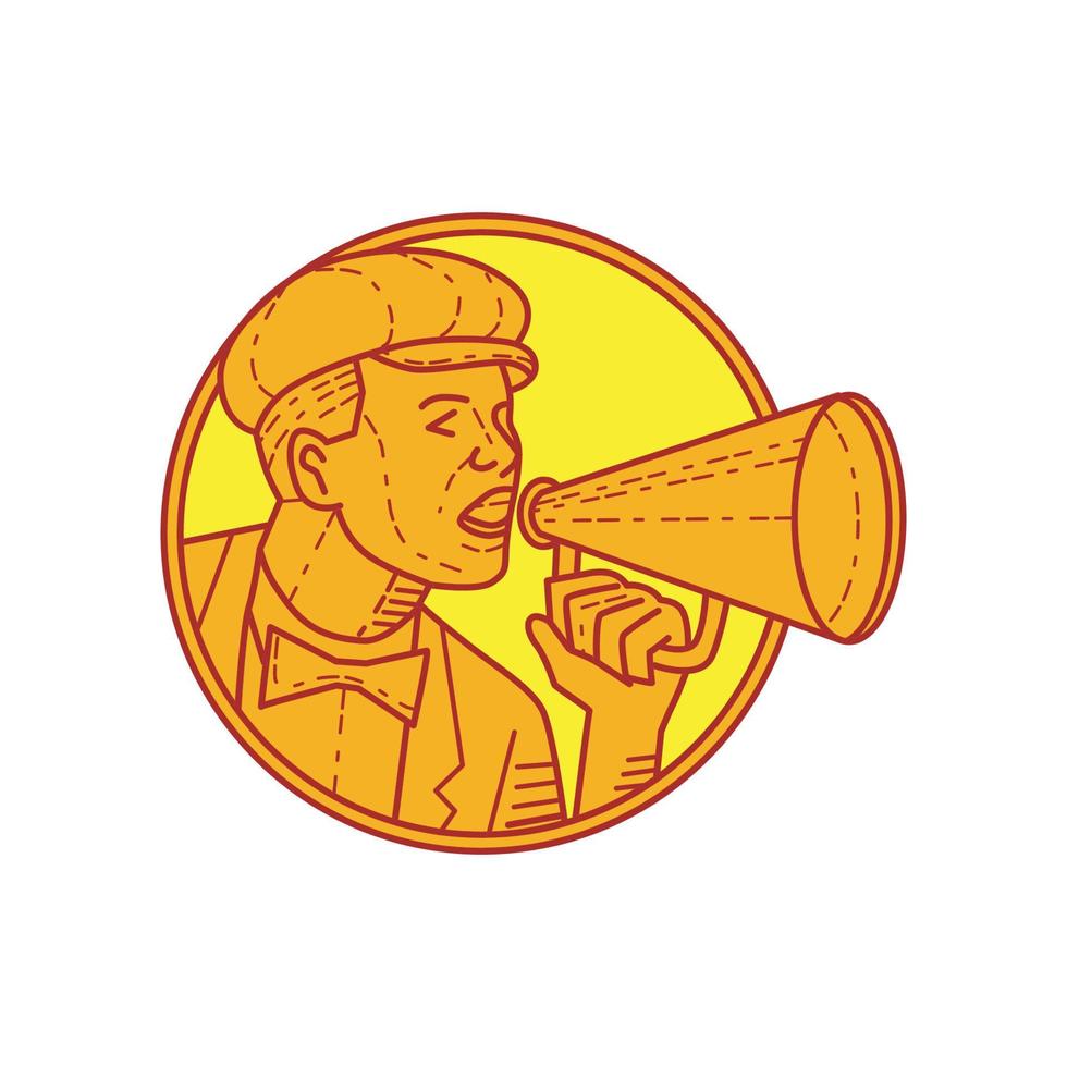 Movie Director Megaphone Vintage Circle Mono Line vector