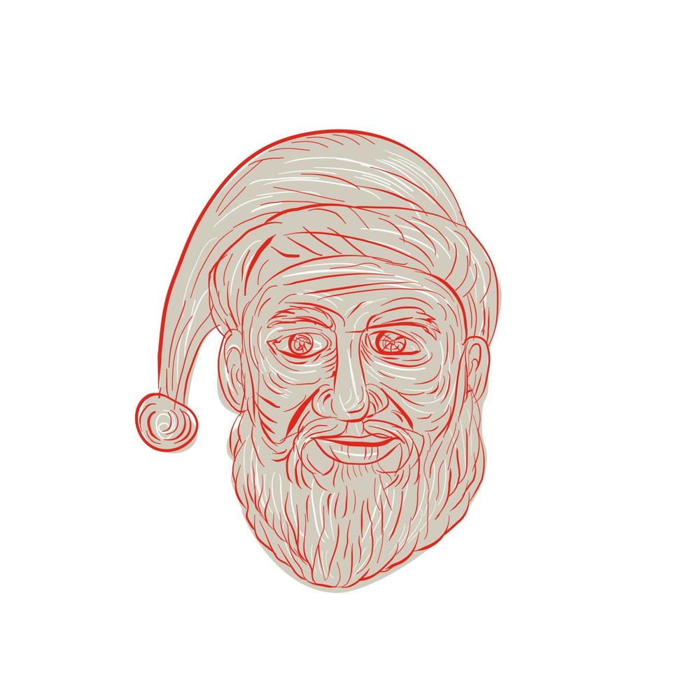 melancólico dibujo de la cabeza de santa claus vector