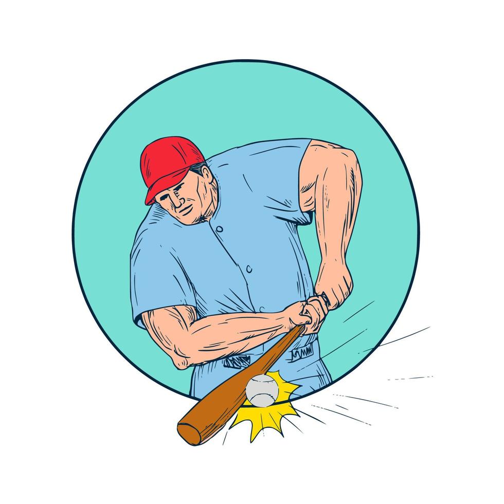 jugador de béisbol golpeando un dibujo de jonrón vector