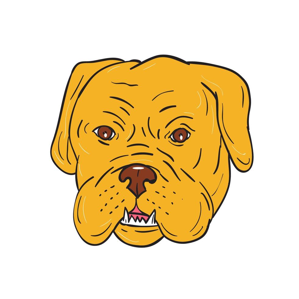 dibujos animados de cabeza de perro de burdeos vector