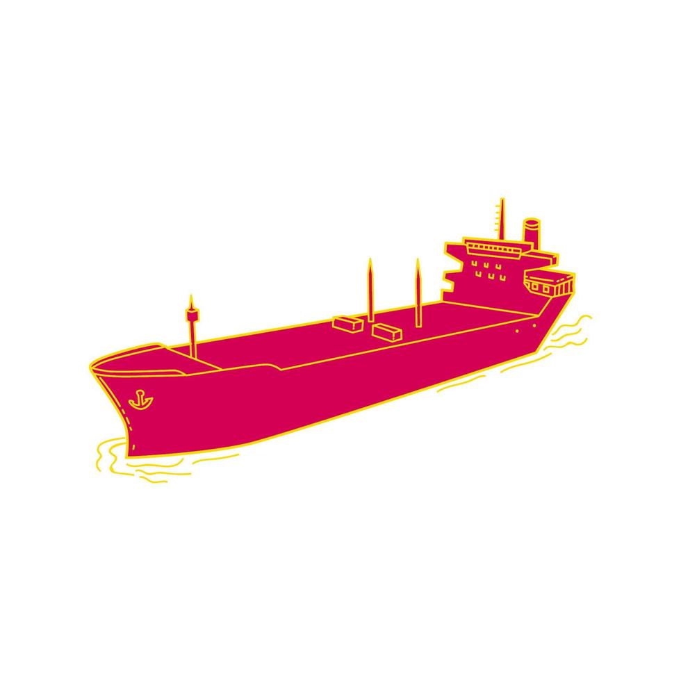 Container Ship Cargo Boat Mono Line vector