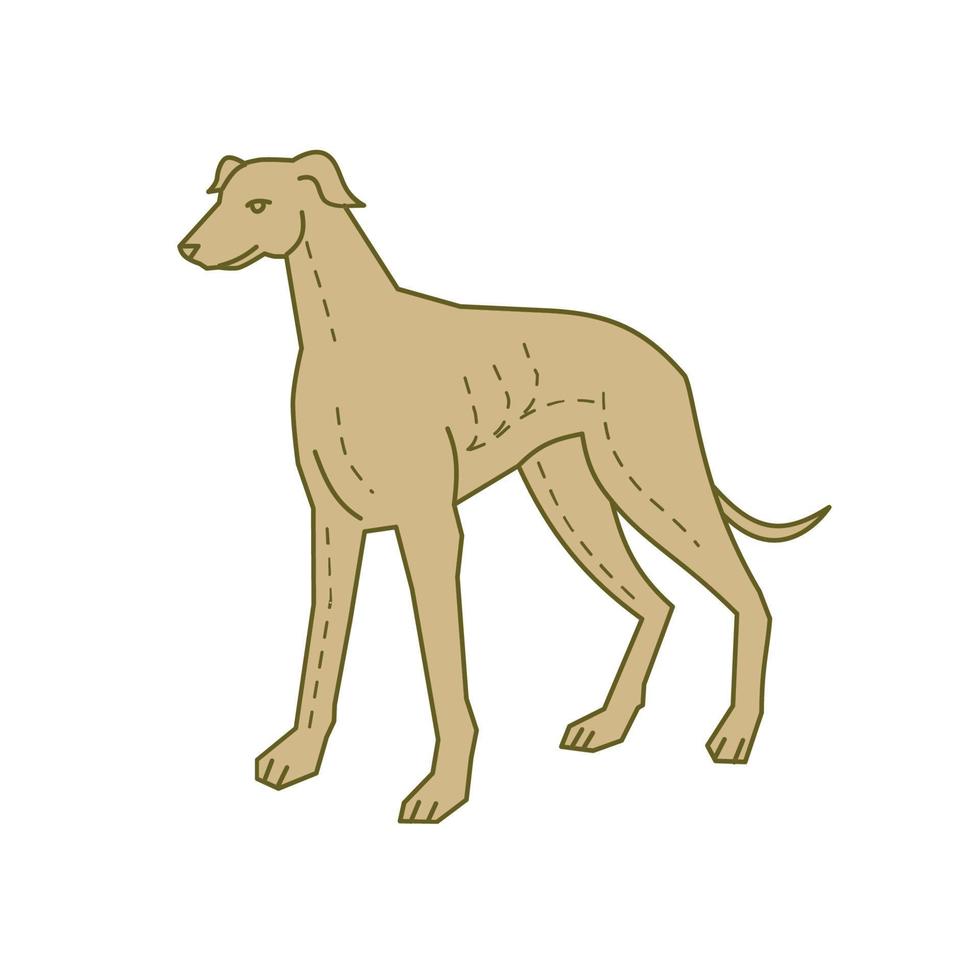 Perro galgo de pie línea mono vector