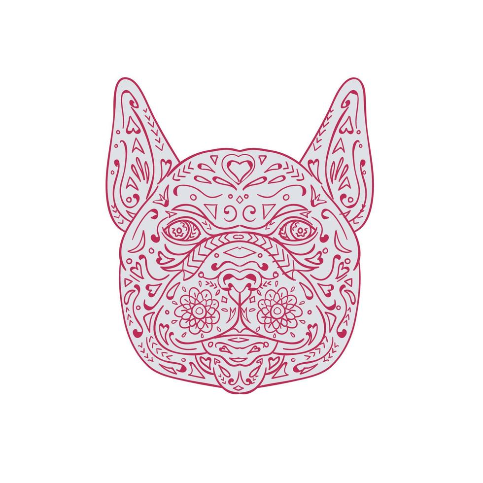 French Bulldog Head Front Mandala vector