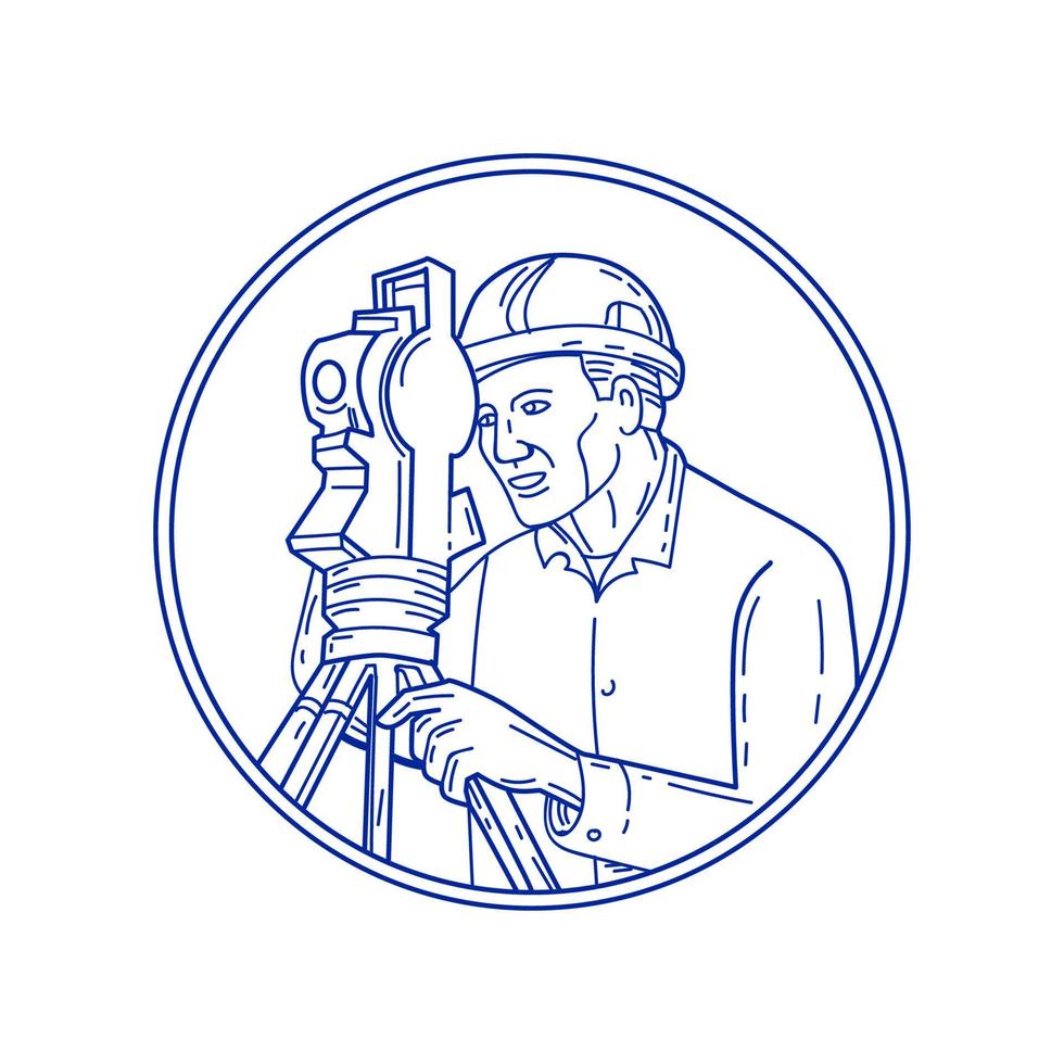 Surveyor Theodolite Circle Mono Line vector