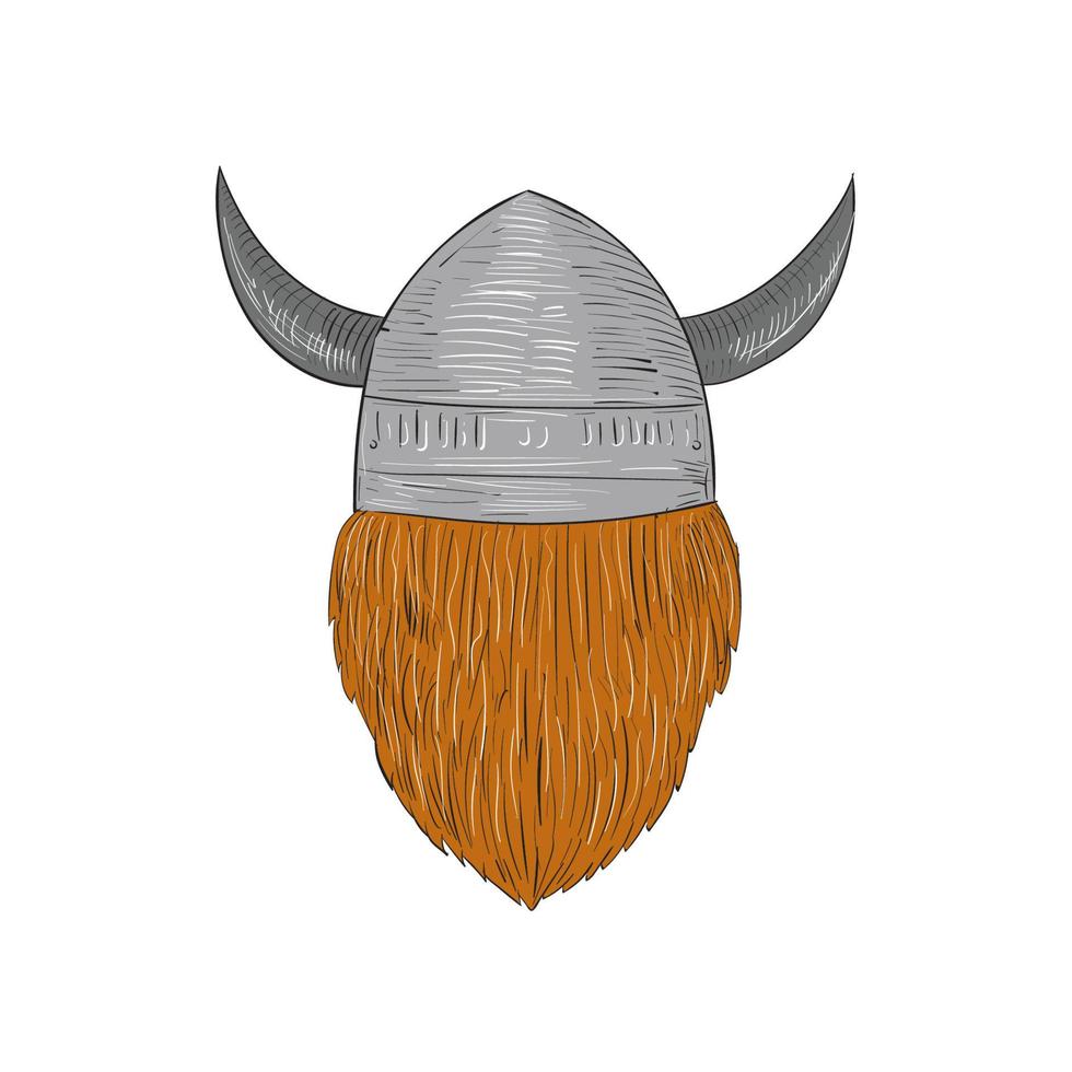 dibujo de la vista trasera de la cabeza del guerrero vikingo vector