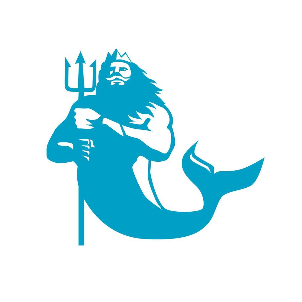 Triton Wielding Trident Retro vector