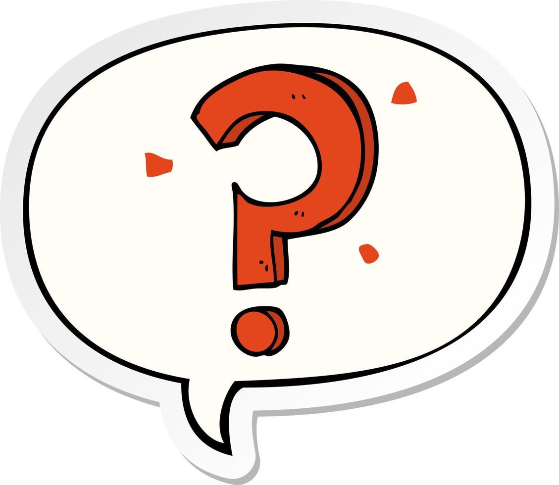 cartoon question mark and speech bubble sticker vector