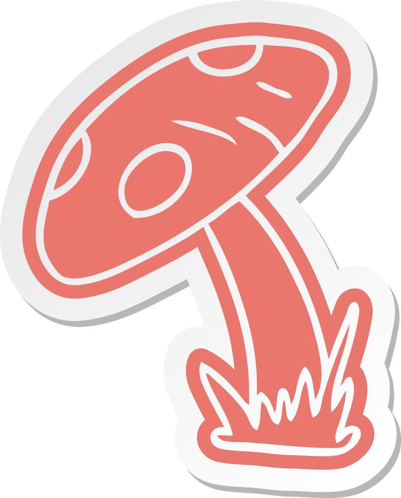 cartoon sticker of a toad stool vector