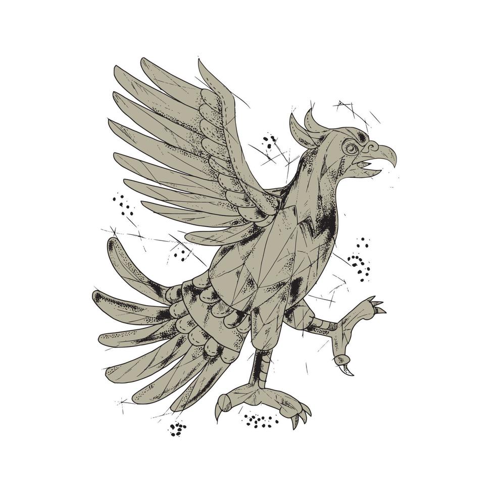 Cuauhtli Glifo Eagle Symbol Low Polygon vector