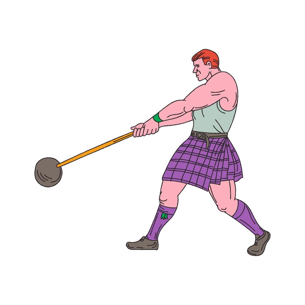 Weight Throw Highland Games Athlete Drawing vector