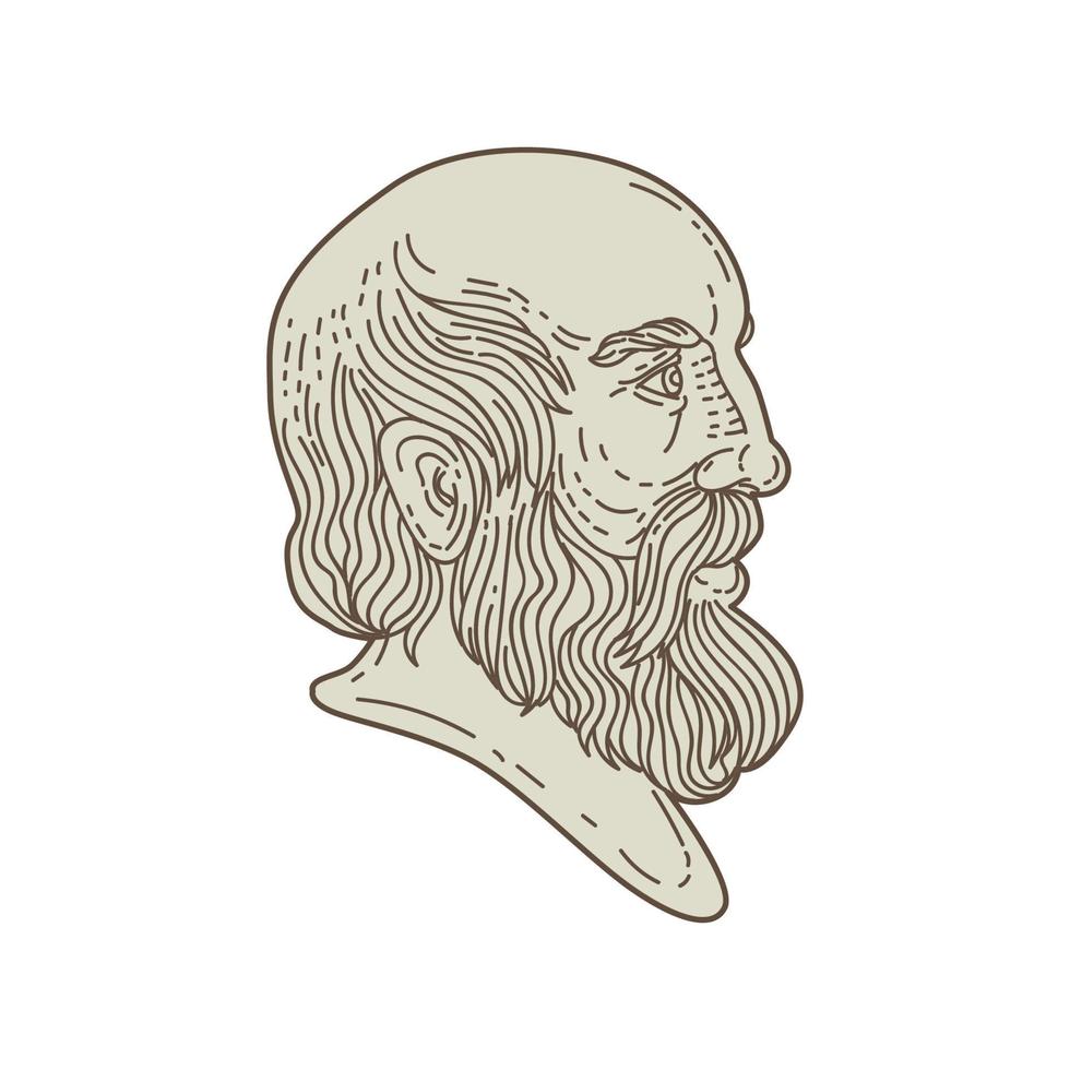 Plato Greek Philosopher Head Mono Line vector