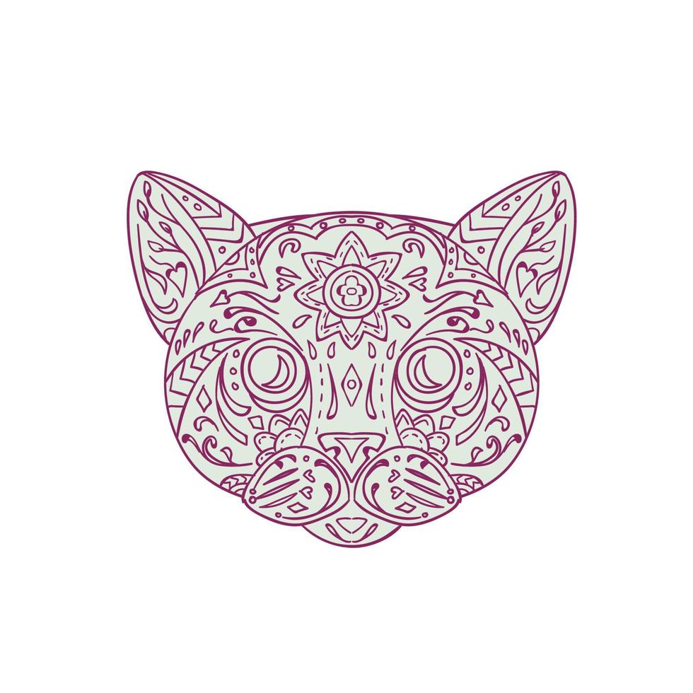 Cat Head Mandala vector