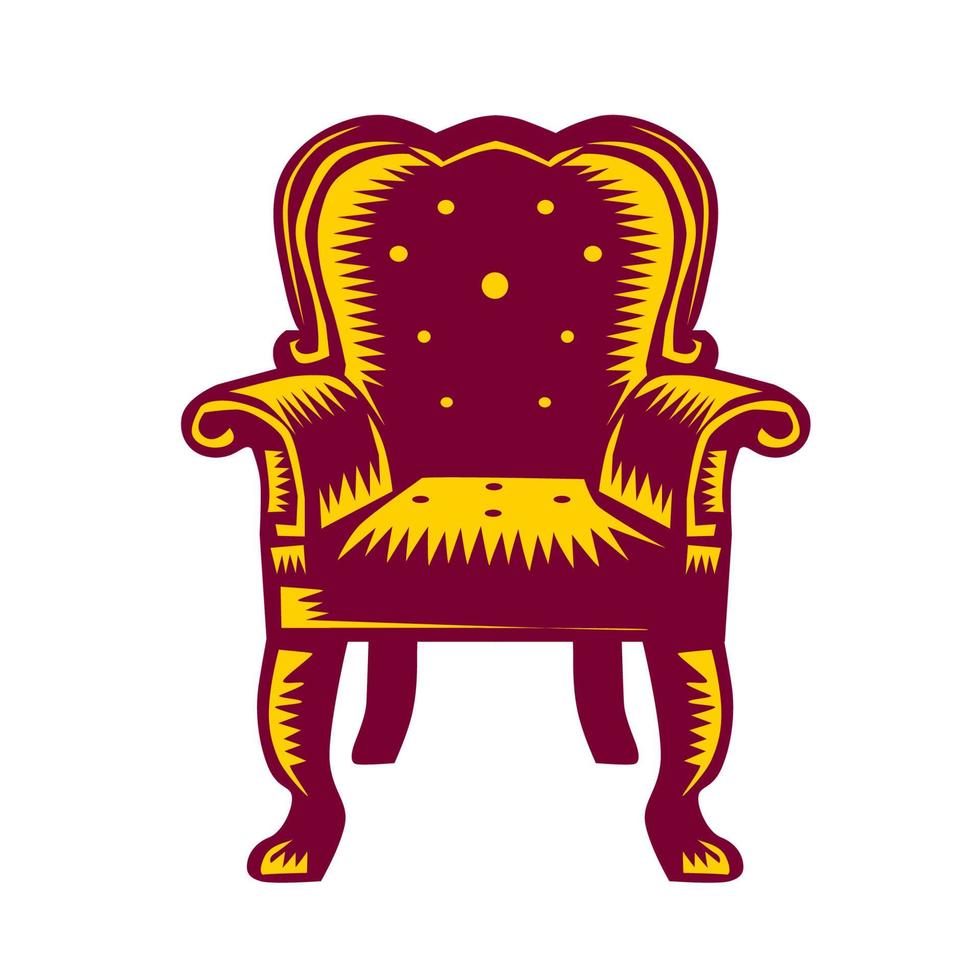 Baroque Grand Arm Chair Woodcut vector