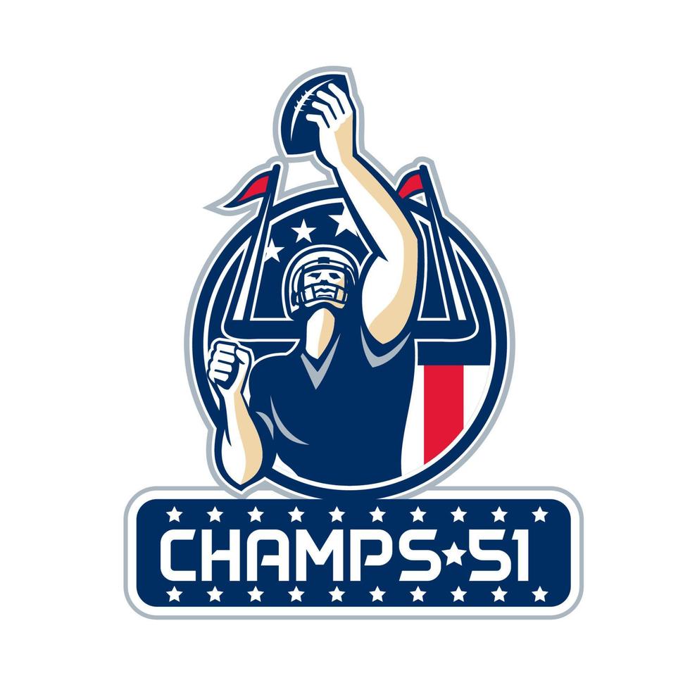 Football Champs 51 New England Retro vector