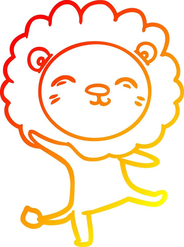 warm gradient line drawing cartoon lion vector