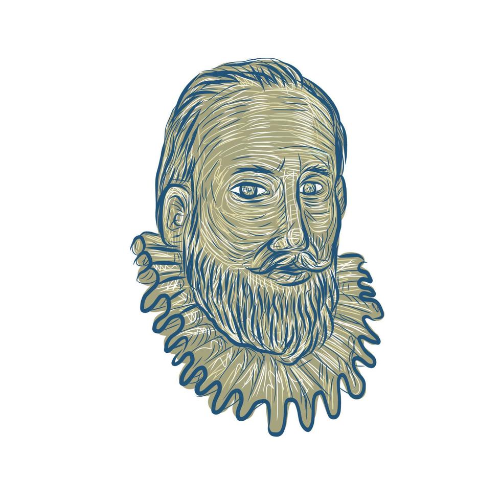 Sir Walter Raleigh Bust Drawing vector