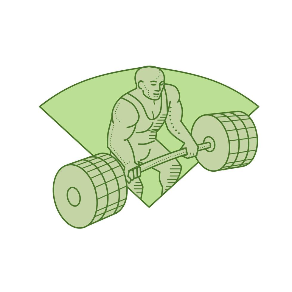 Weightlifter Lifting Barbell Mono Line vector