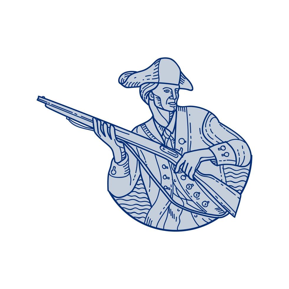 American Patriot Minuteman rifle línea mono vector