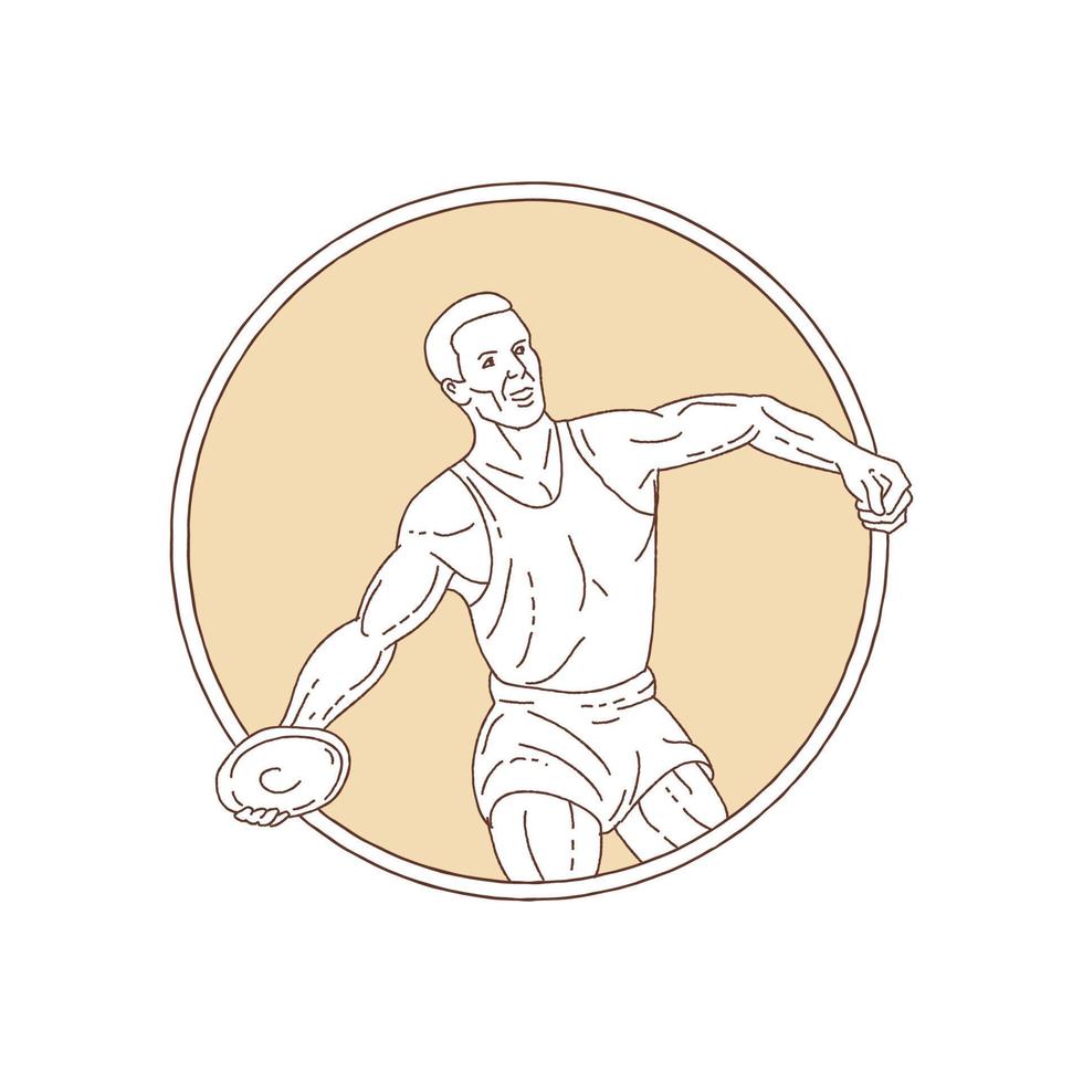 Track and Field Discus Thrower Circle Mono Line vector