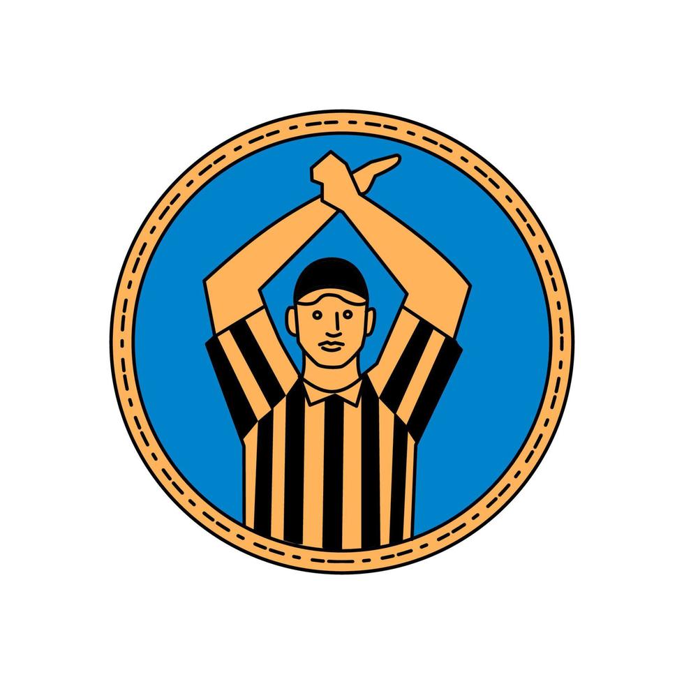 American Football Umpire Hand Signal Circle Mono Line vector