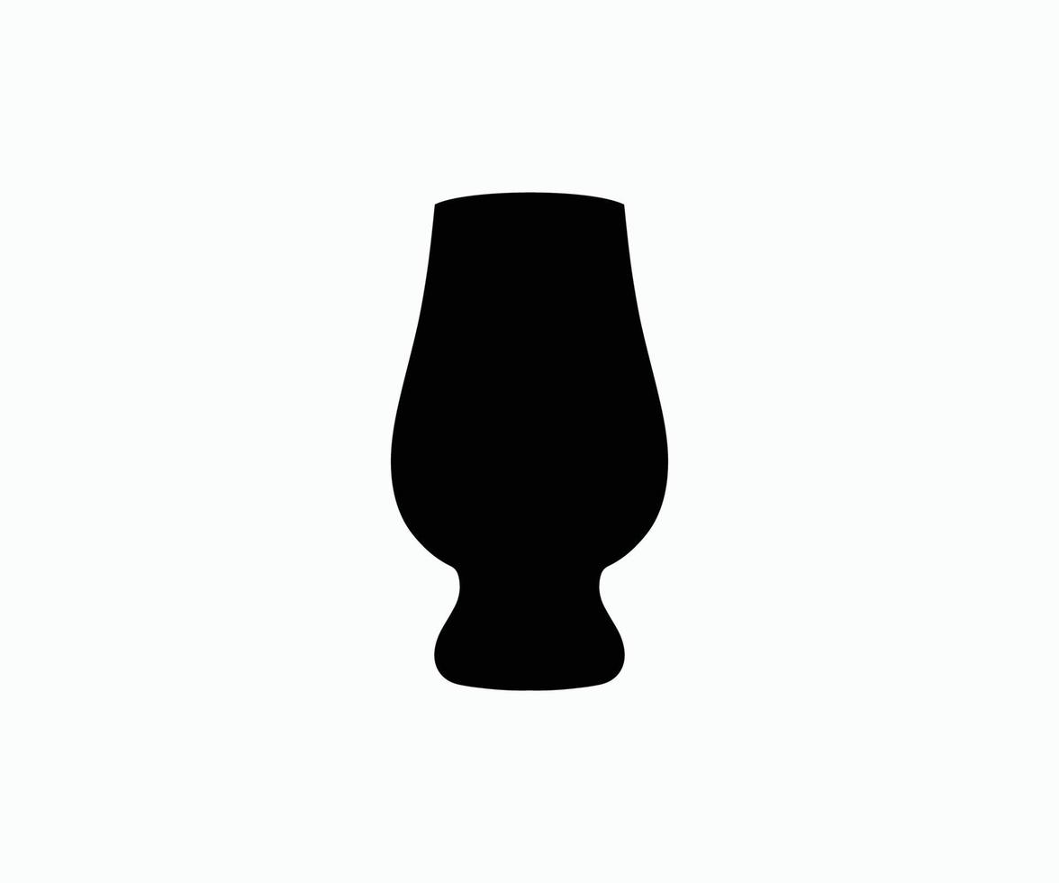 Silhouette Whiskey Glass Vector. Black Whiskey Glass icon vector on white background.