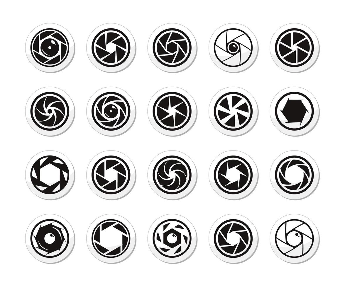 Camera Shutter Focus Icons Set. Camera Shutter Aperture Icons Set. vector