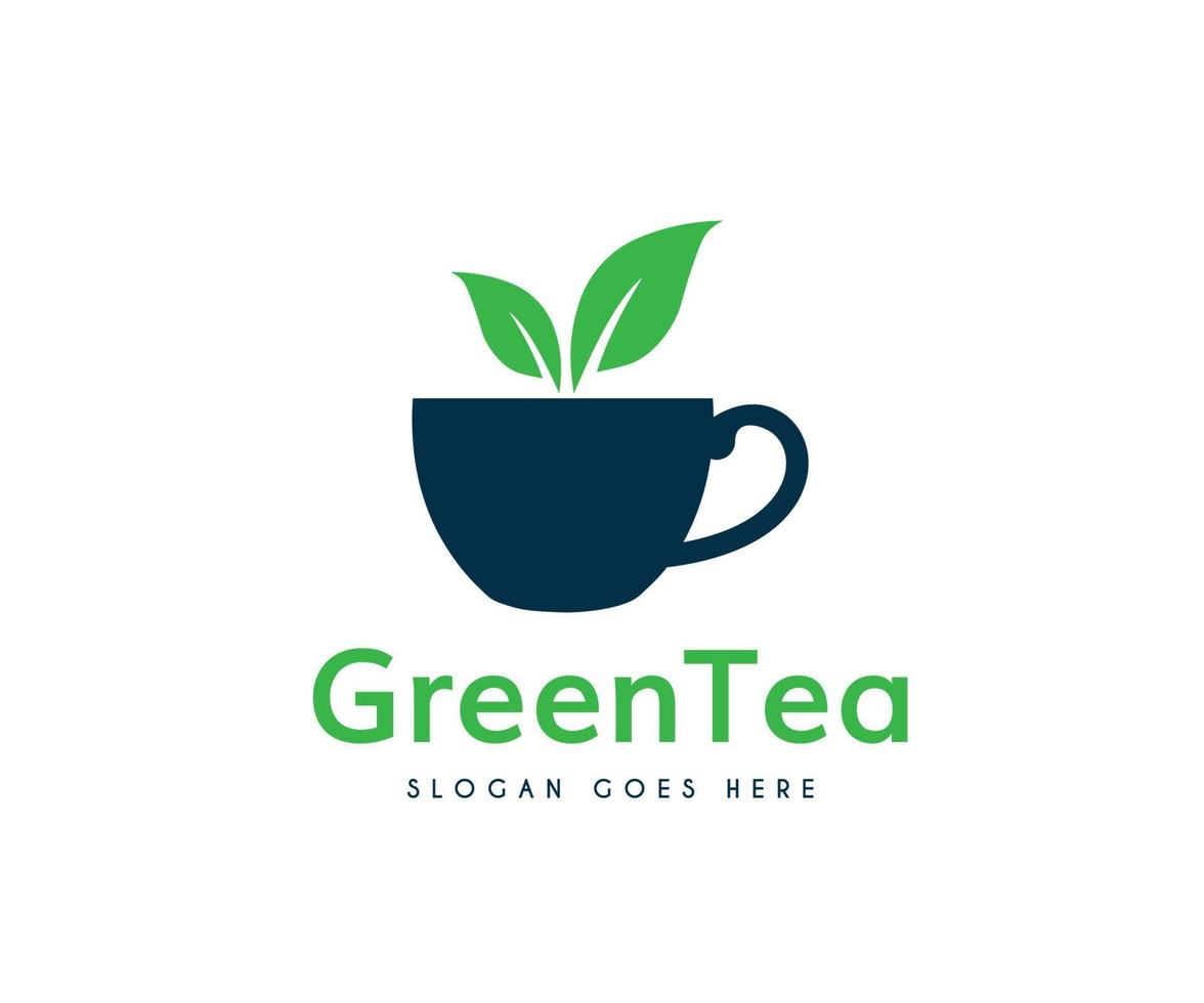 plantilla de logotipo de té verde. vector de hoja de té. plantilla de diseño de logotipo de té.