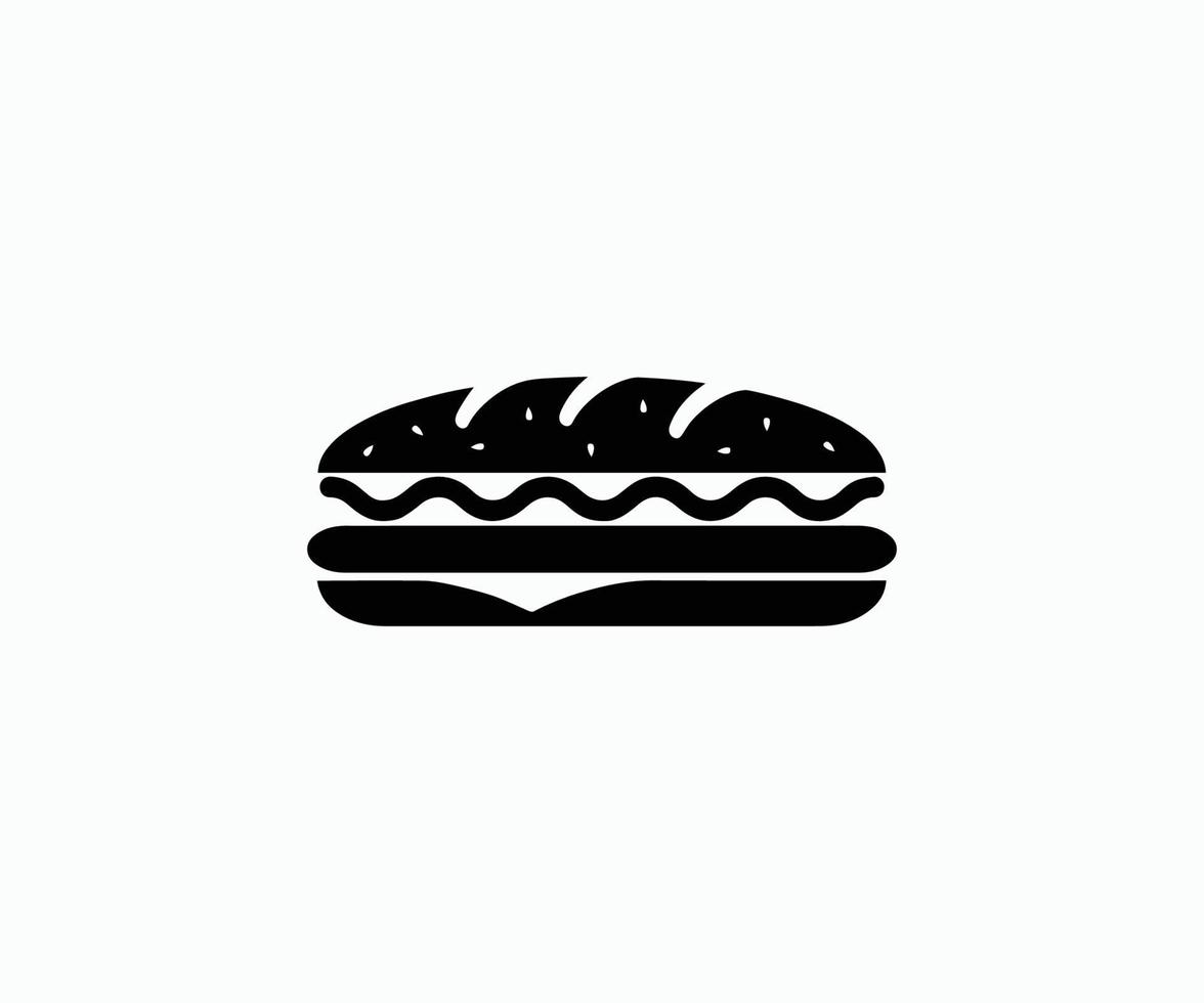 Sandwich vector icon logo. Black and white sandwich silhouette vector icon.
