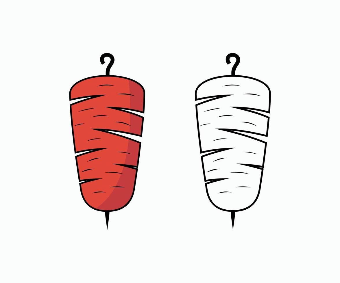 Doner Kebab Vintage Icon Template. Doner shawarma vector on white background.