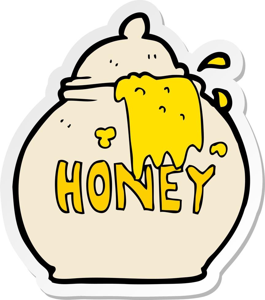 sticker of a cartoon honey pot vector