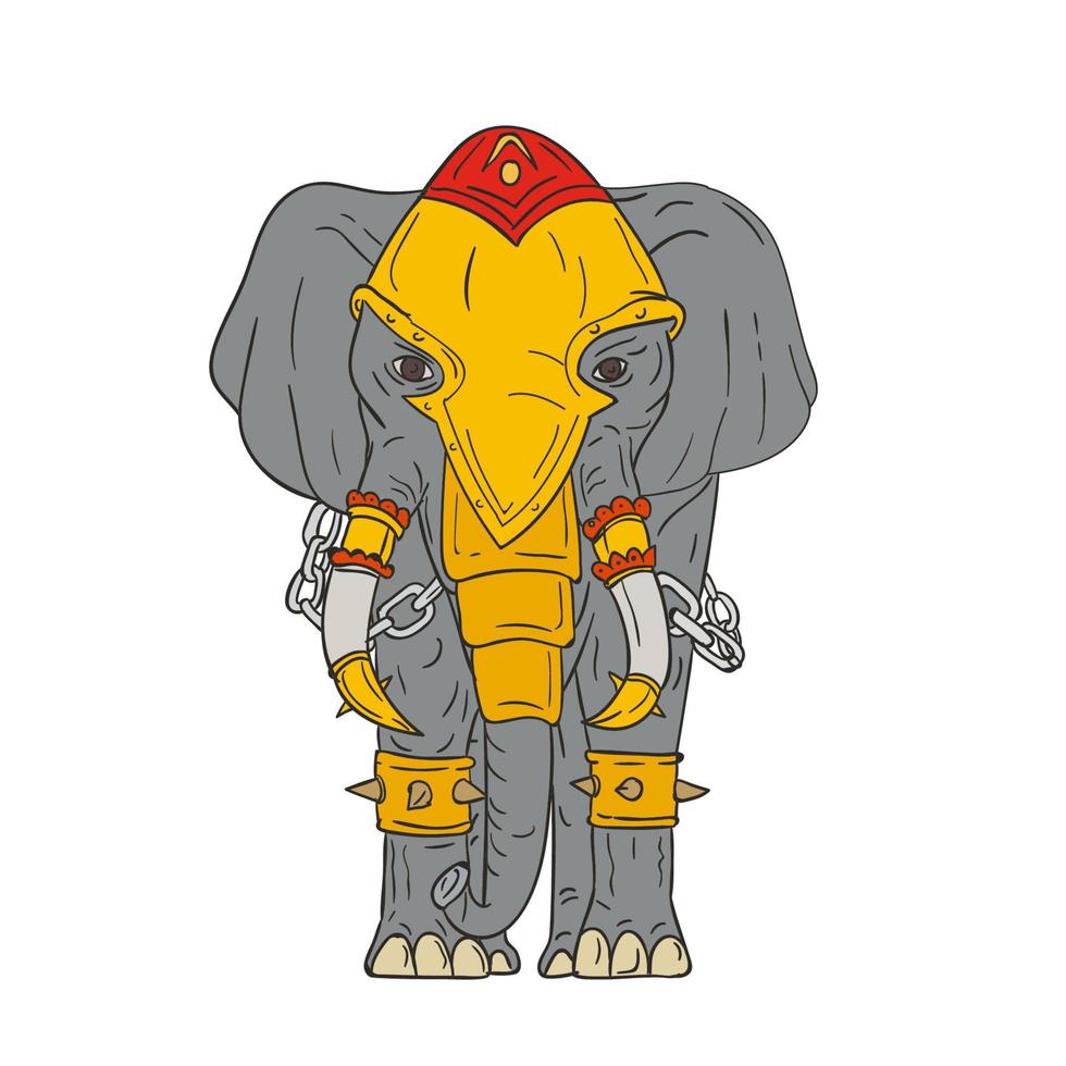 dibujo de elefante de guerra vector