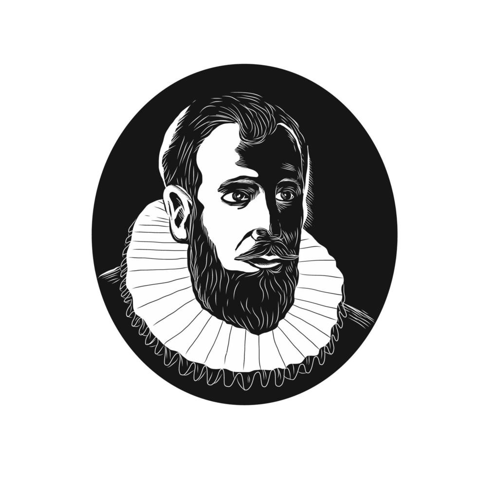Henry Hudson Explorer Woodcut vector